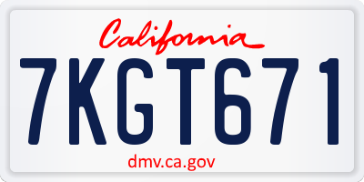 CA license plate 7KGT671