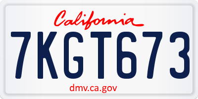 CA license plate 7KGT673