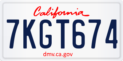 CA license plate 7KGT674