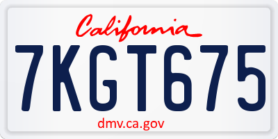 CA license plate 7KGT675