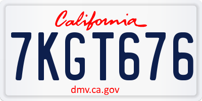 CA license plate 7KGT676
