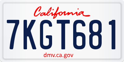 CA license plate 7KGT681