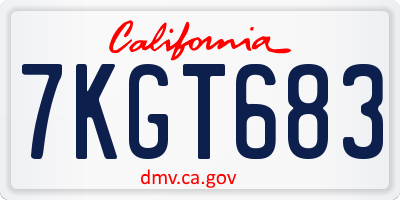 CA license plate 7KGT683
