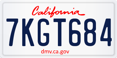 CA license plate 7KGT684