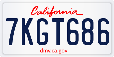 CA license plate 7KGT686