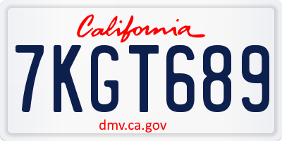 CA license plate 7KGT689