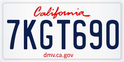 CA license plate 7KGT690