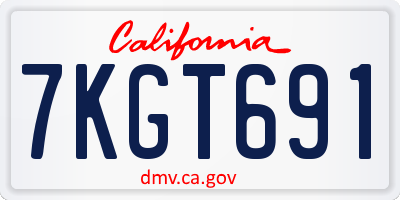 CA license plate 7KGT691