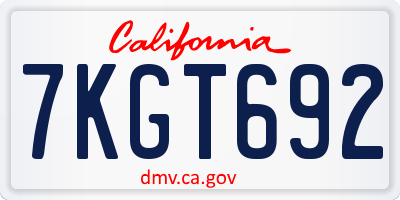 CA license plate 7KGT692