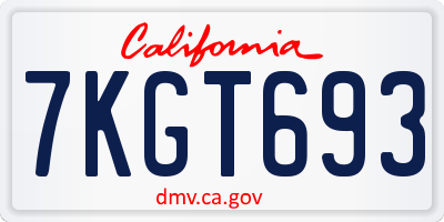 CA license plate 7KGT693