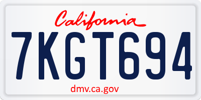 CA license plate 7KGT694