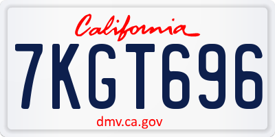 CA license plate 7KGT696