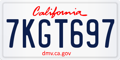 CA license plate 7KGT697