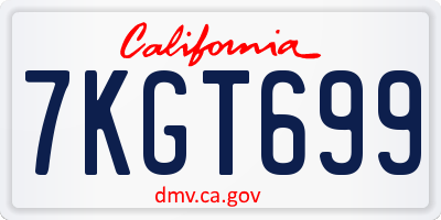 CA license plate 7KGT699