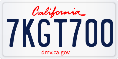 CA license plate 7KGT700
