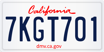 CA license plate 7KGT701