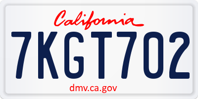 CA license plate 7KGT702