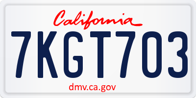 CA license plate 7KGT703