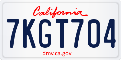 CA license plate 7KGT704