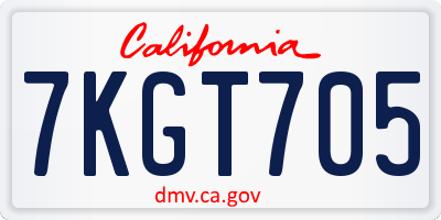 CA license plate 7KGT705