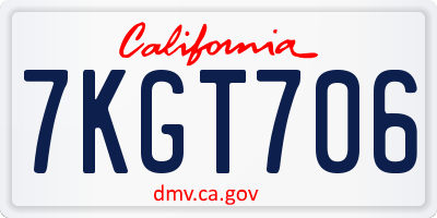 CA license plate 7KGT706