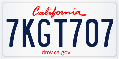 CA license plate 7KGT707