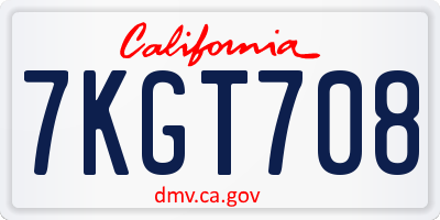CA license plate 7KGT708