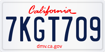 CA license plate 7KGT709