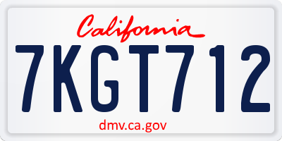 CA license plate 7KGT712