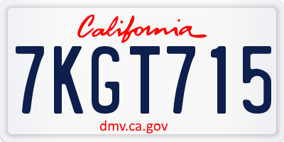 CA license plate 7KGT715