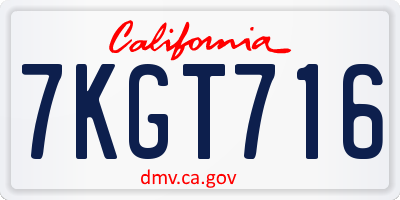 CA license plate 7KGT716