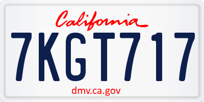 CA license plate 7KGT717