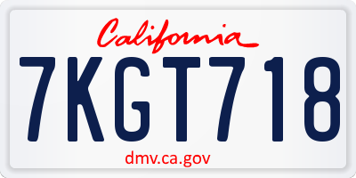CA license plate 7KGT718