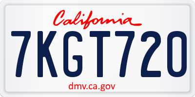 CA license plate 7KGT720