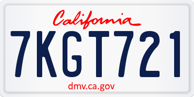 CA license plate 7KGT721