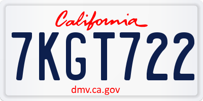 CA license plate 7KGT722