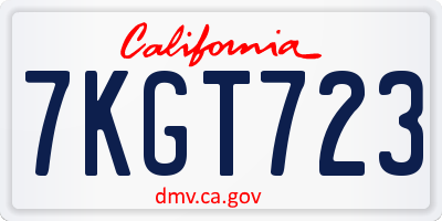CA license plate 7KGT723