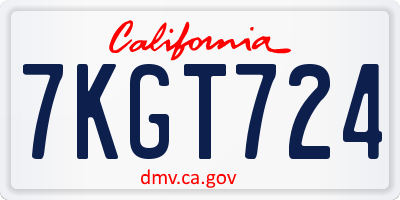 CA license plate 7KGT724