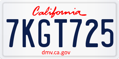 CA license plate 7KGT725