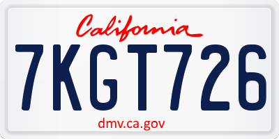 CA license plate 7KGT726