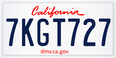 CA license plate 7KGT727