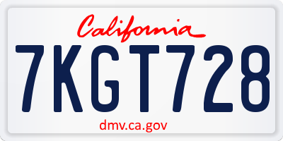 CA license plate 7KGT728