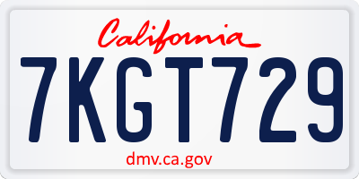 CA license plate 7KGT729