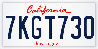 CA license plate 7KGT730