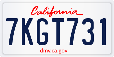 CA license plate 7KGT731