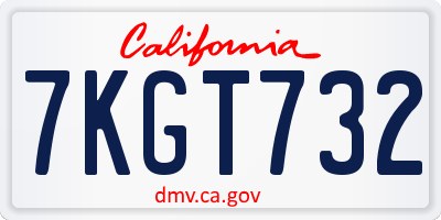 CA license plate 7KGT732