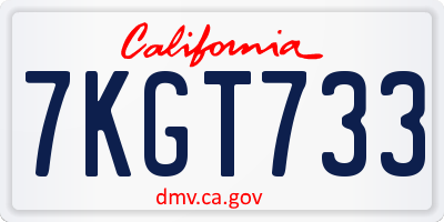 CA license plate 7KGT733