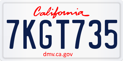 CA license plate 7KGT735