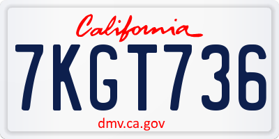 CA license plate 7KGT736