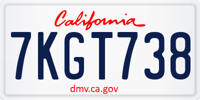CA license plate 7KGT738